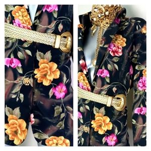Floral Women's Lightweight Jacket with Gold Accents
